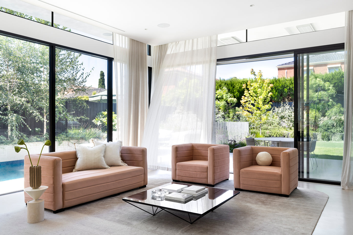 Club Sofa in Blushing Camel Suede